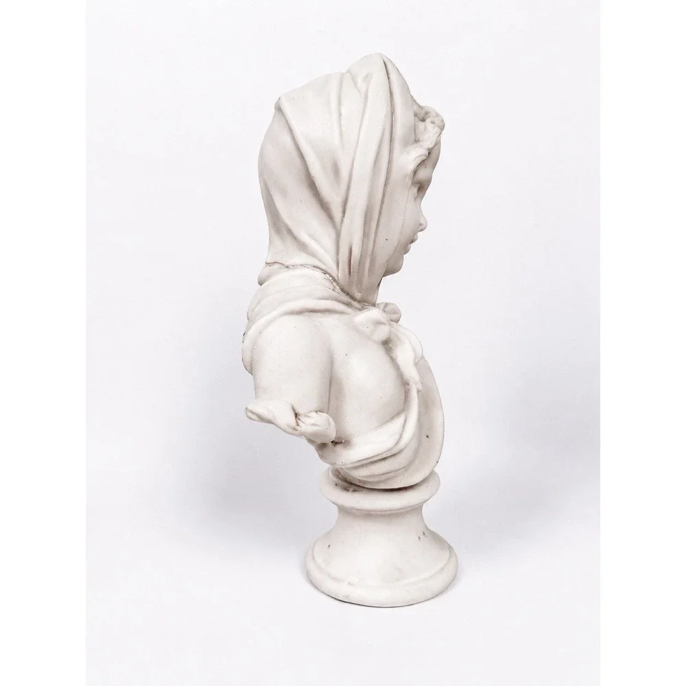 Vintage Victorian Parian Girls Bust In Bonnet Ivory White 9